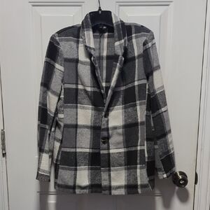 Chic Black and White Plaid Blazer